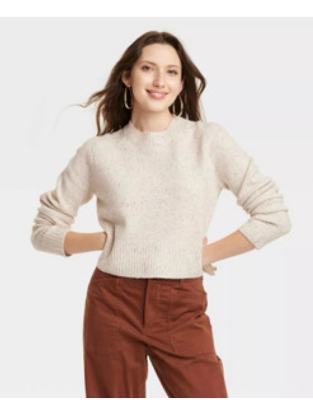 NWT Universal Thread Cream Crewneck Oversized Sweater Boxy 4X Cozy Cabincore